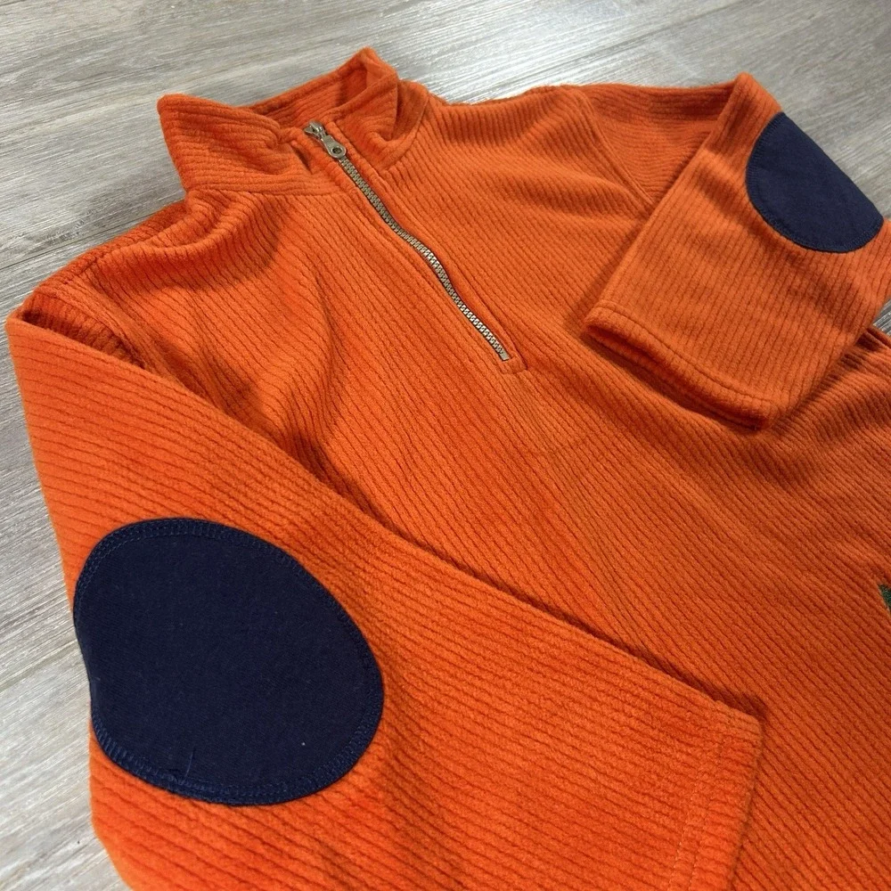 VTG 2001 Gymboree‎ 5yrs Homegrown Collection Orange Fleece Pine Trees 1/4 Zip